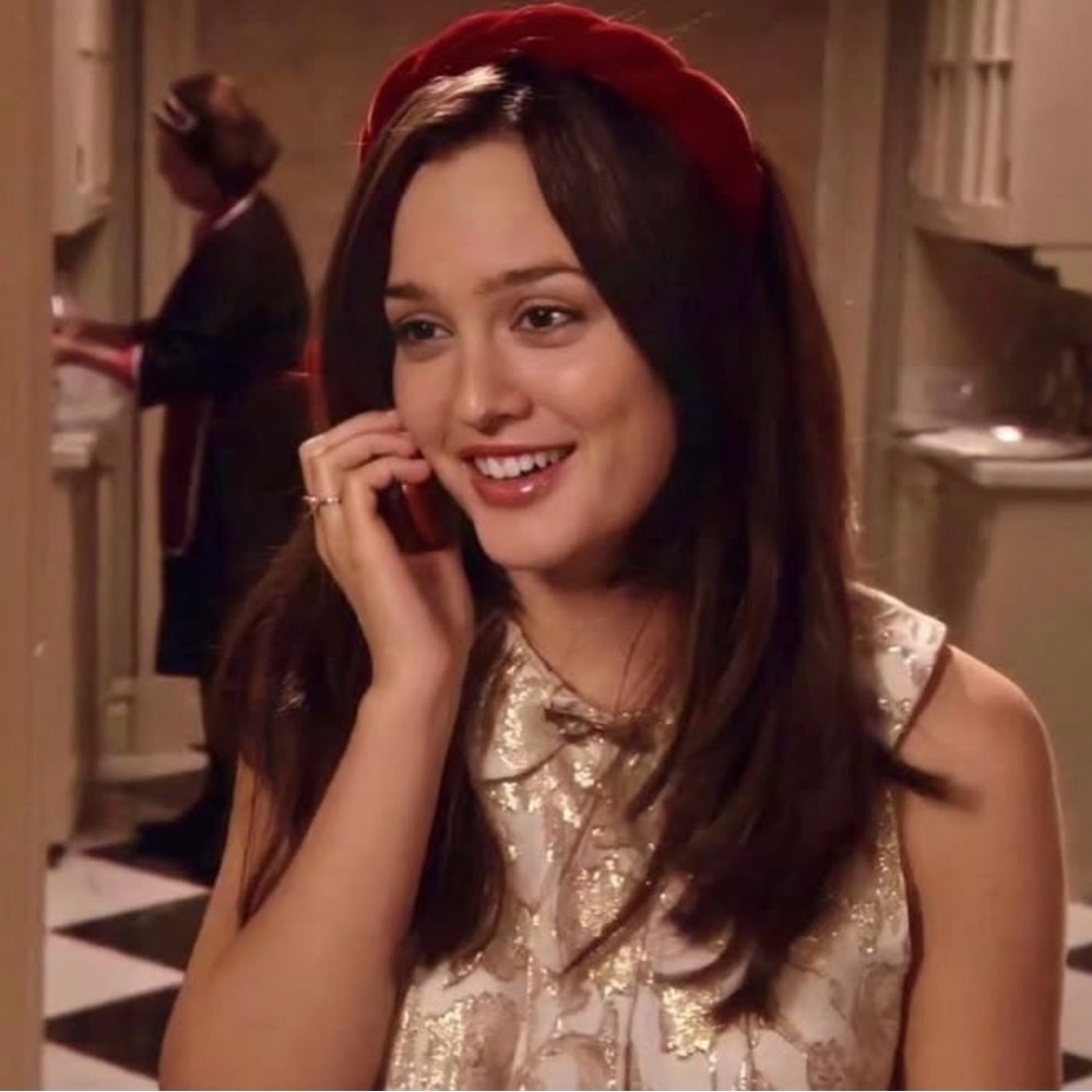 Blair Waldorf Style Braided Headband, Burgundy Red with a black interior